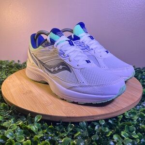 🔥 SAUCONY COHESION WHITE TIL NAVY WONENS RUNNING SHOE SIZE 9 S10628-7
